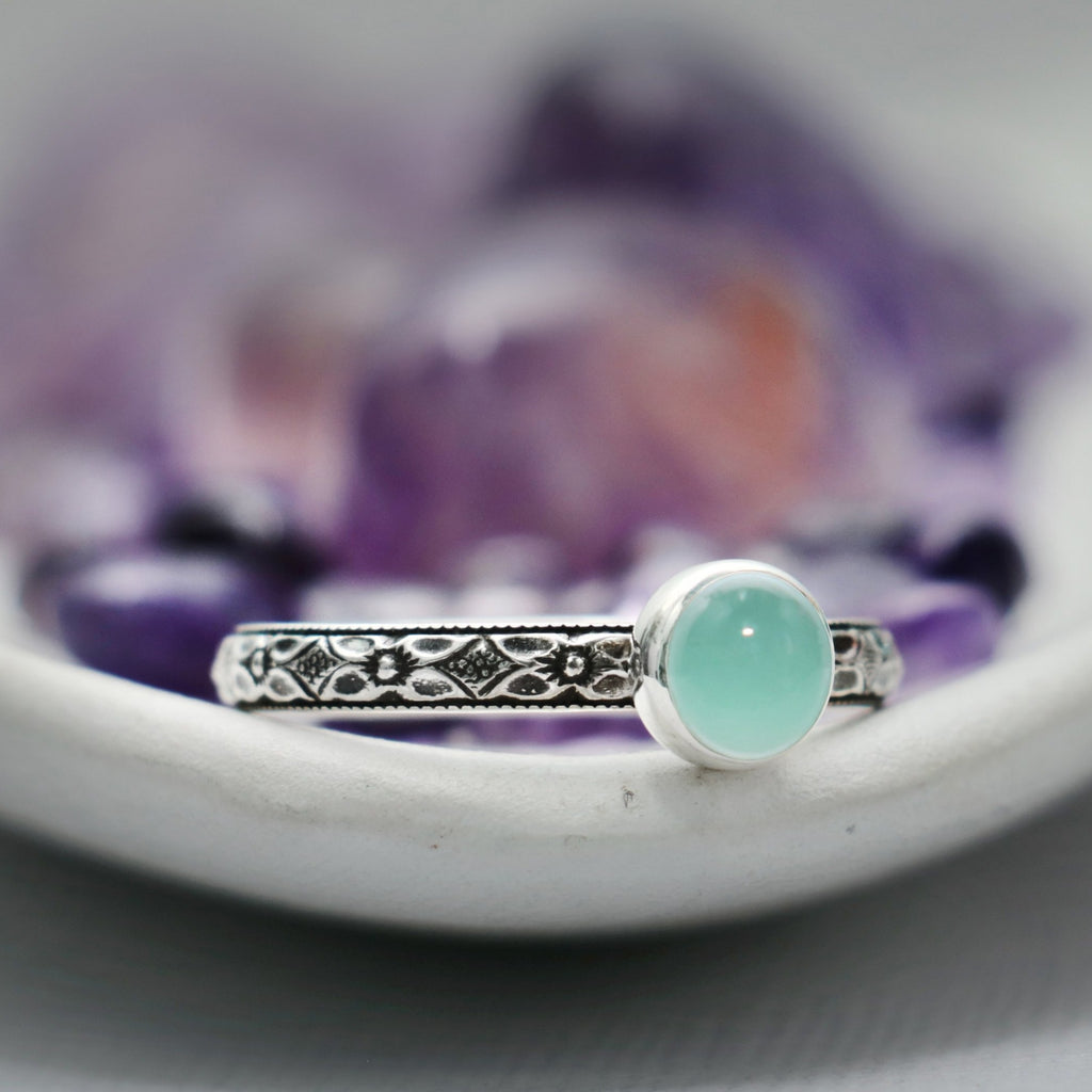 Vintage Aquamarine Promise Ring for Her in Sterling Silver | Moonkist Designs
