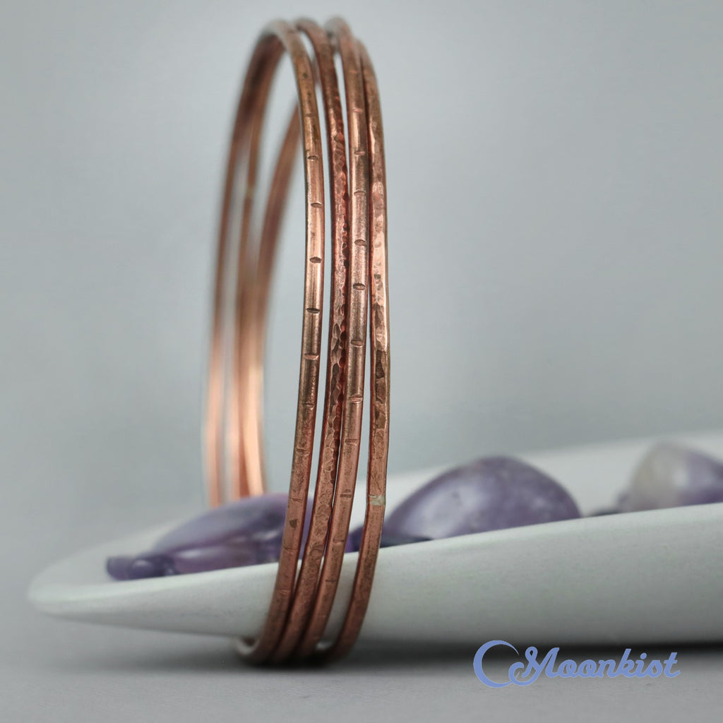 Hammered Copper Bangle Bracelet Set of Four | Moonkist Designs