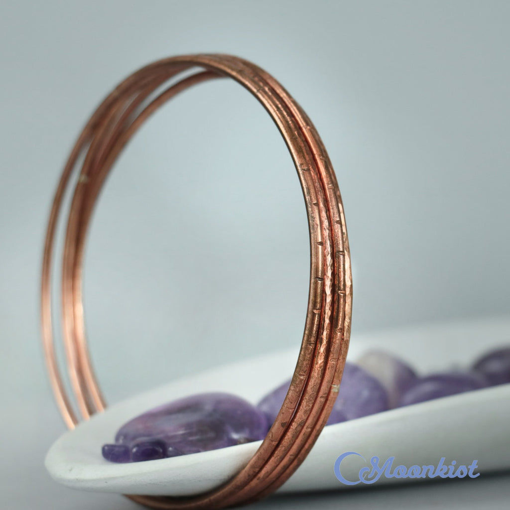 Hammered Copper Bangle Bracelet Set of Four | Moonkist Designs