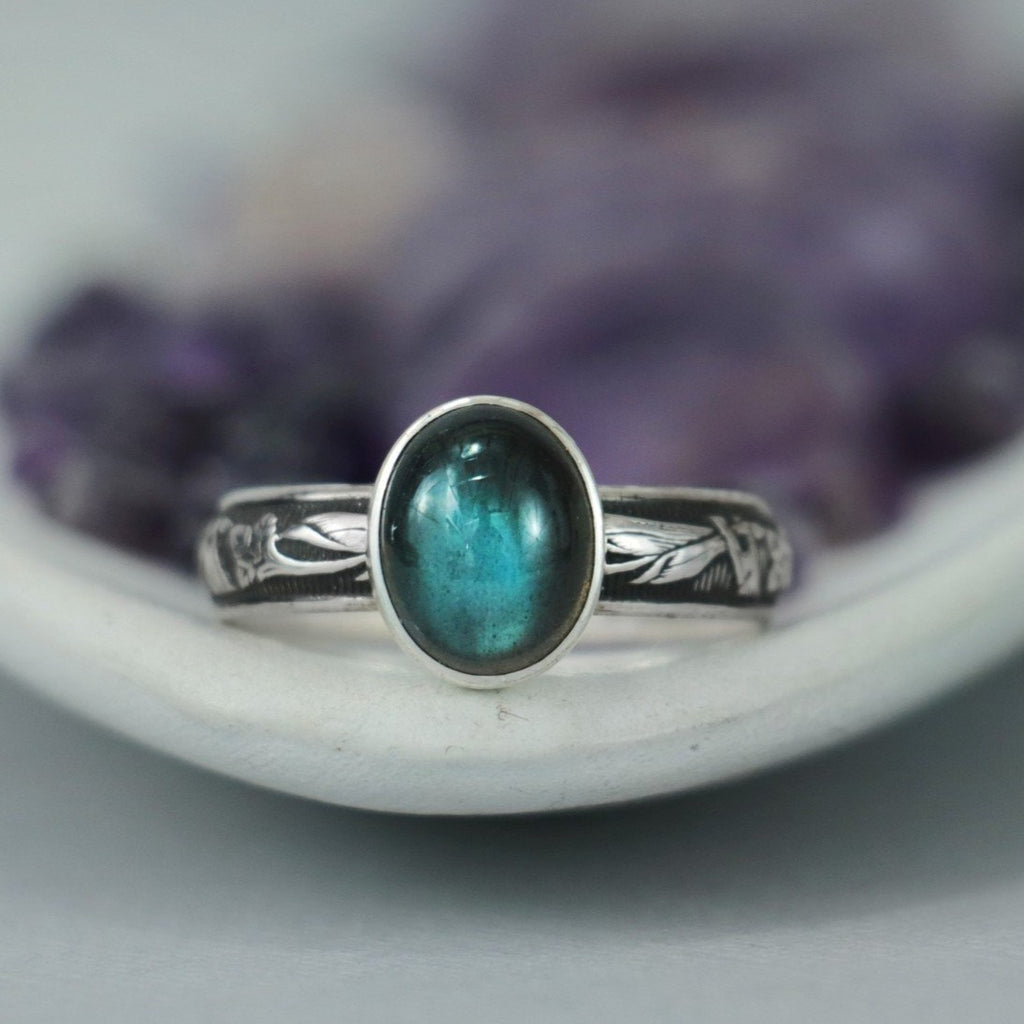 Silver Labradorite Lily Statement Ring | Moonkist Designs