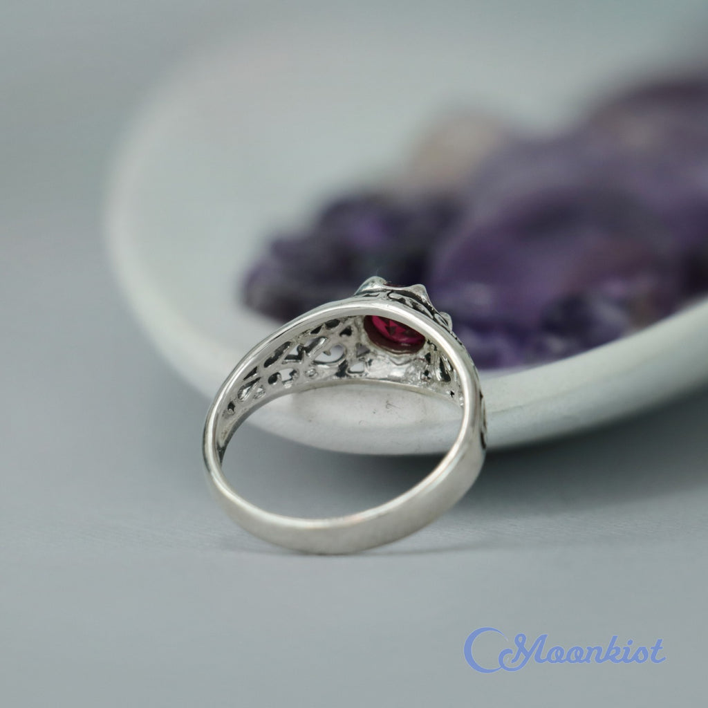 Vintage Inspired Filigree Ruby Promise Ring | Moonkist Designs