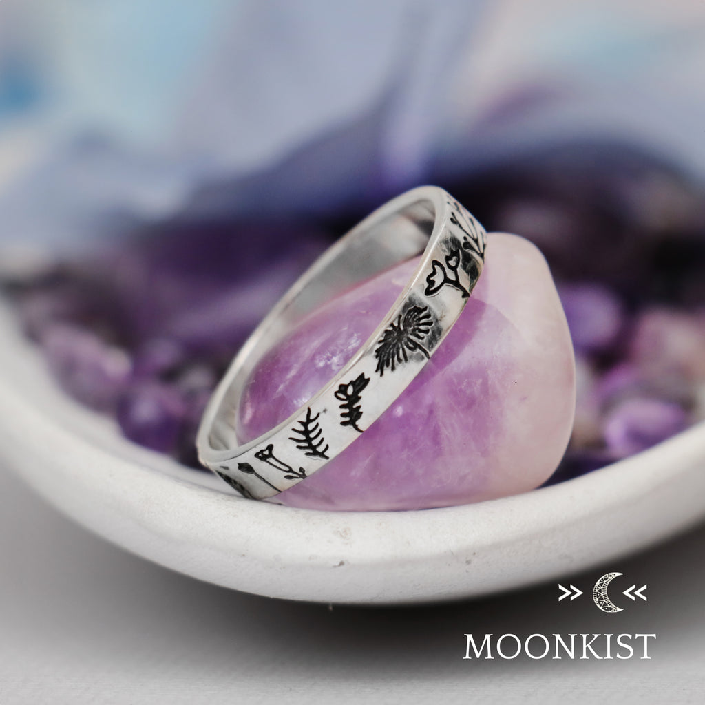 Nature-inspired Silver Floral Wedding Band | Moonkist Designs | Moonkist Designs