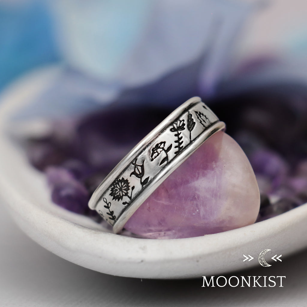 Etched Wildflower Band Ring  | Moonkist Designs | Moonkist Designs