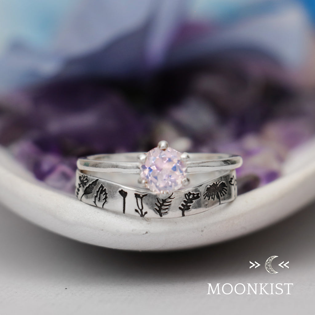 Nature Inspired Wedding Ring Set  | Moonkist Designs | Moonkist Designs