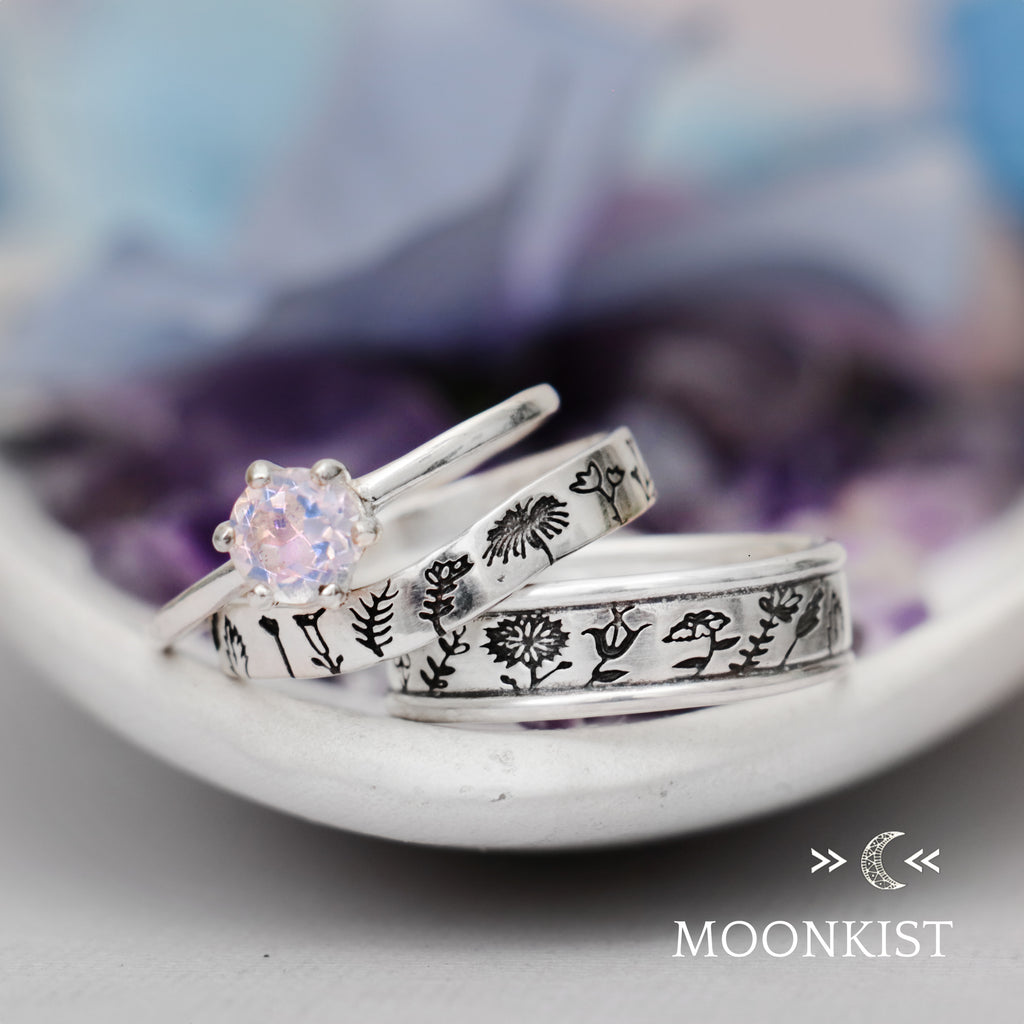 Wildflower Wedding Ring Set  | Moonkist Designs | Moonkist Designs