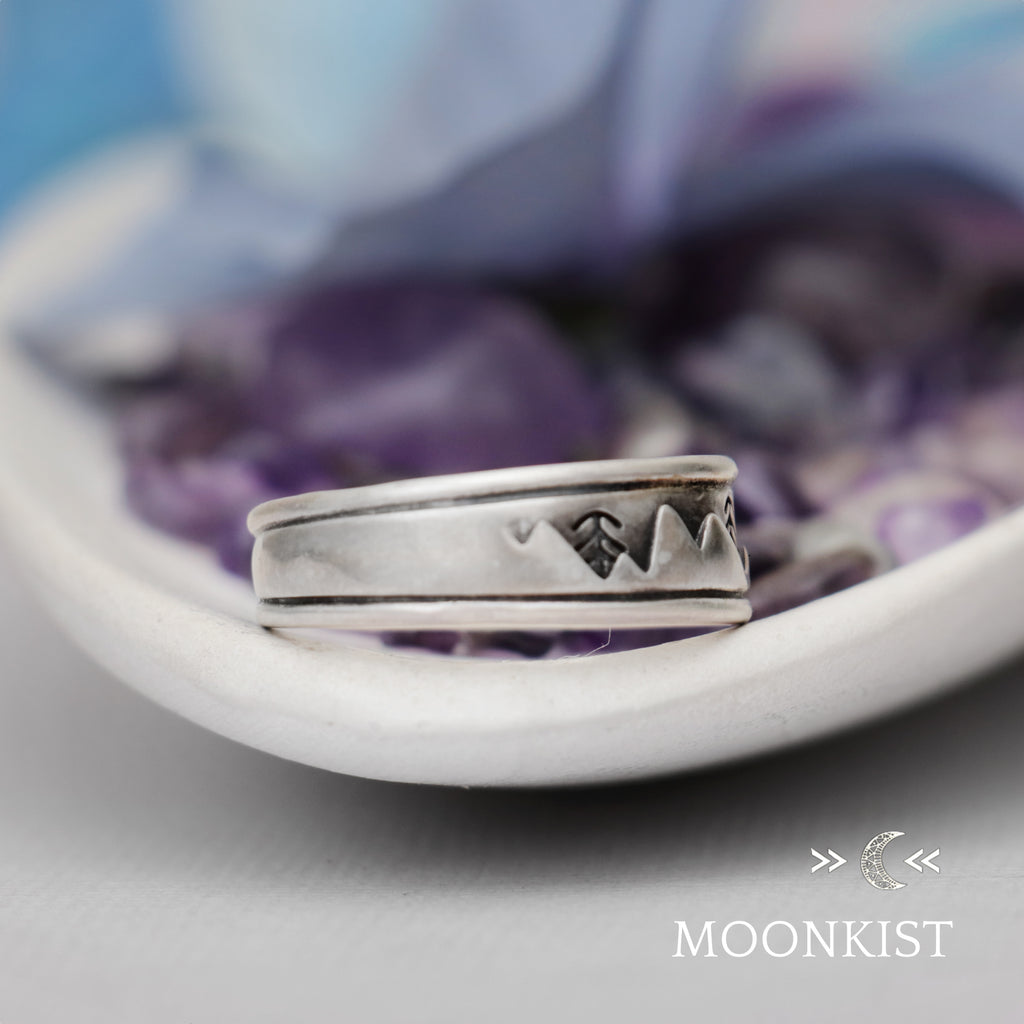 Mountain Landscape Wedding Band | Moonkist Designs | Moonkist Designs