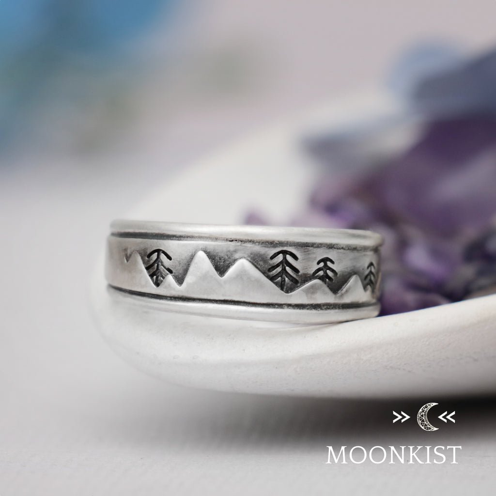 Mountain Landscape Wedding Band | Moonkist Designs | Moonkist Designs