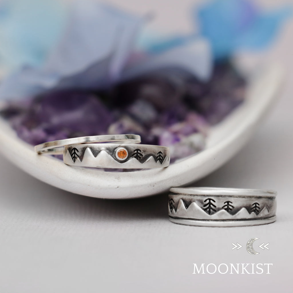 Mountain Range Wedding Ring Set | Moonkist Designs | Moonkist Designs