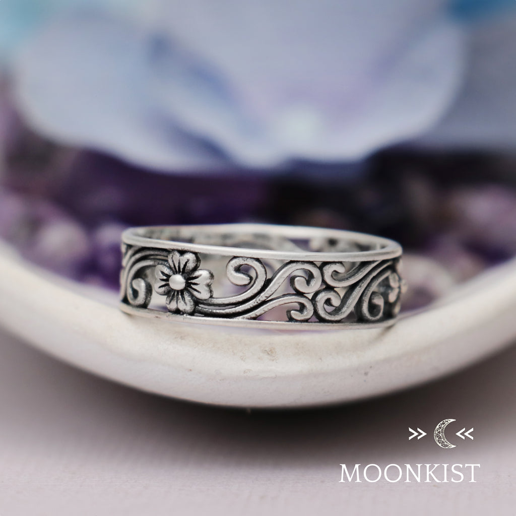 Magnolia Flower Wedding Band for Women | Moonkist Designs | Moonkist Designs