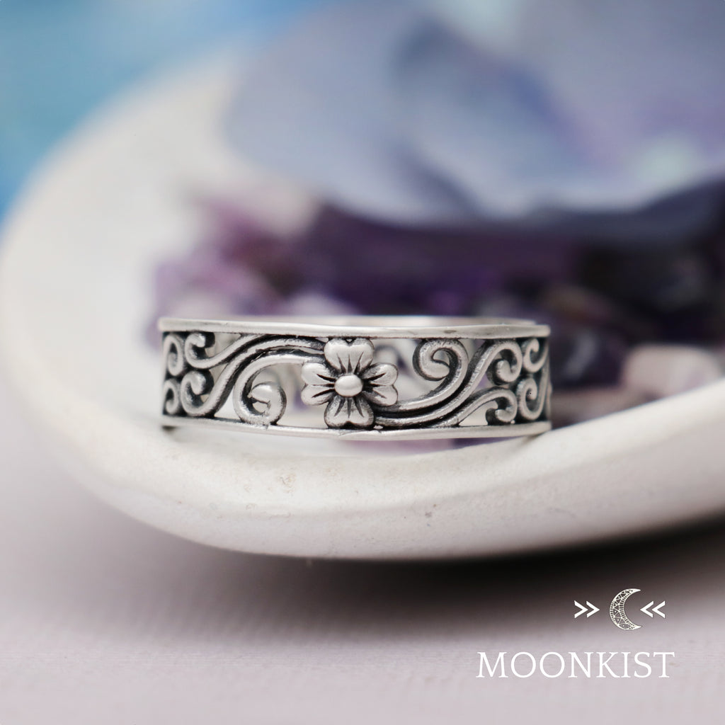 Magnolia Flower Wedding Band for Women | Moonkist Designs | Moonkist Designs