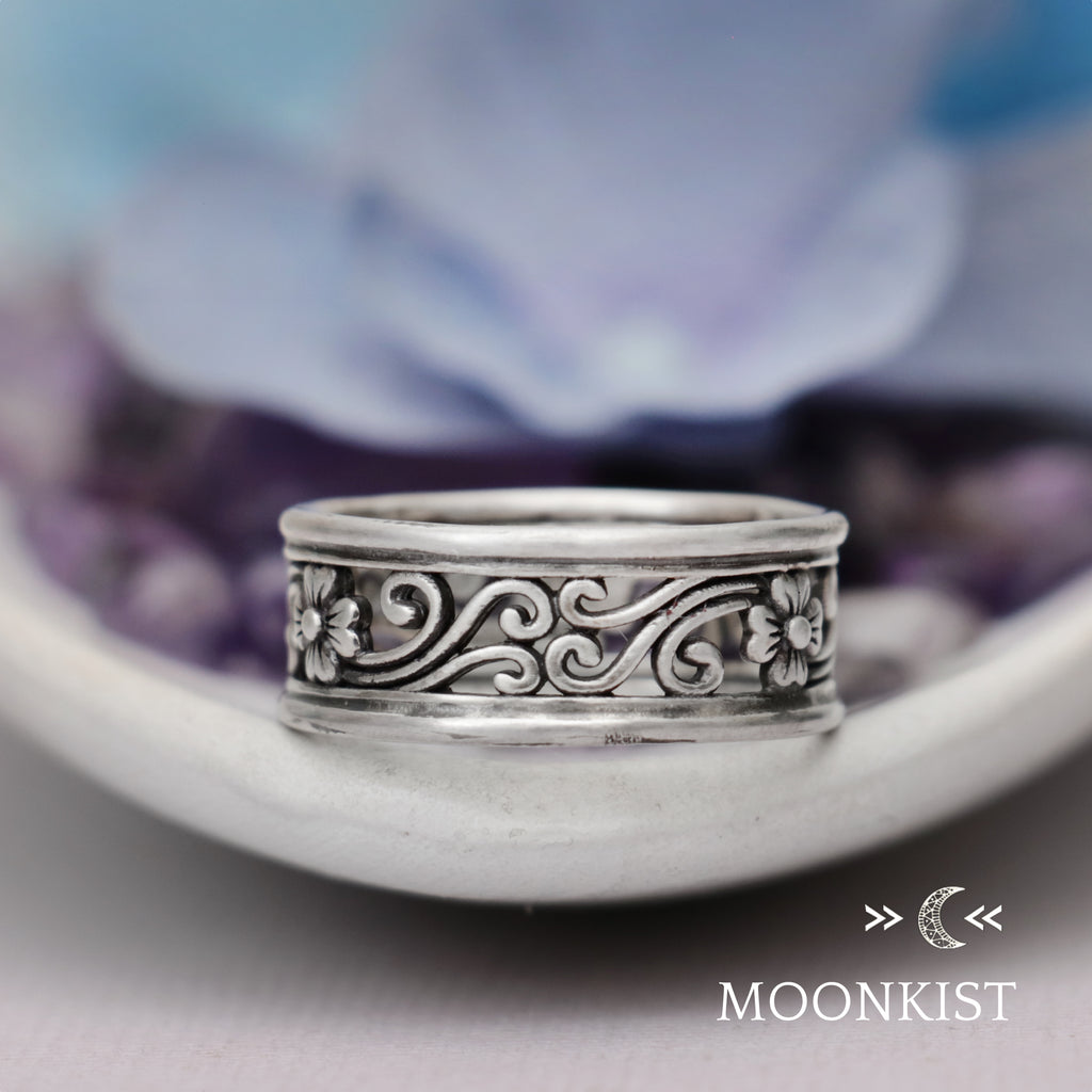 Magnolia Flower Wedding Band for Men | Moonkist Designs | Moonkist Designs