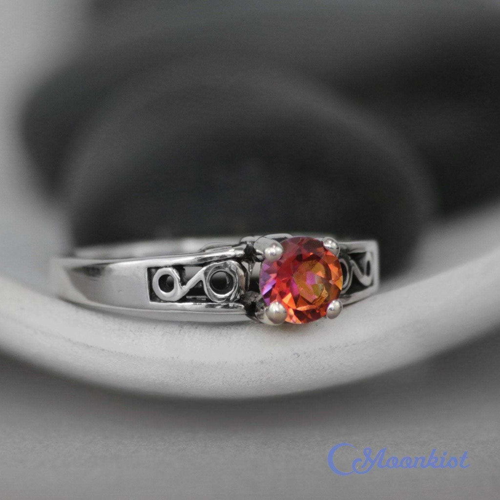Anastasia Topaz Flower and Leaf Engagement Ring | Moonkist Designs