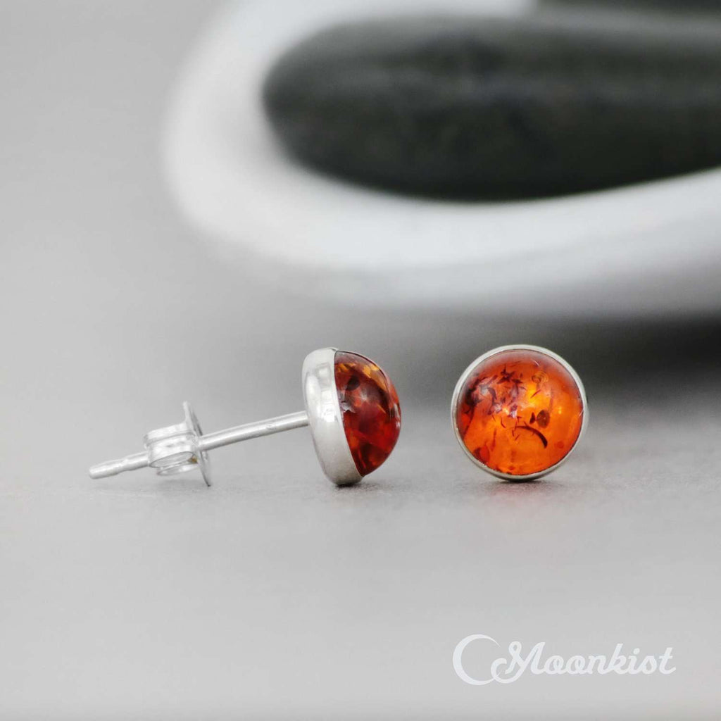 Baltic Amber Sterling Silver Small Stud Earrings | Moonkist Designs