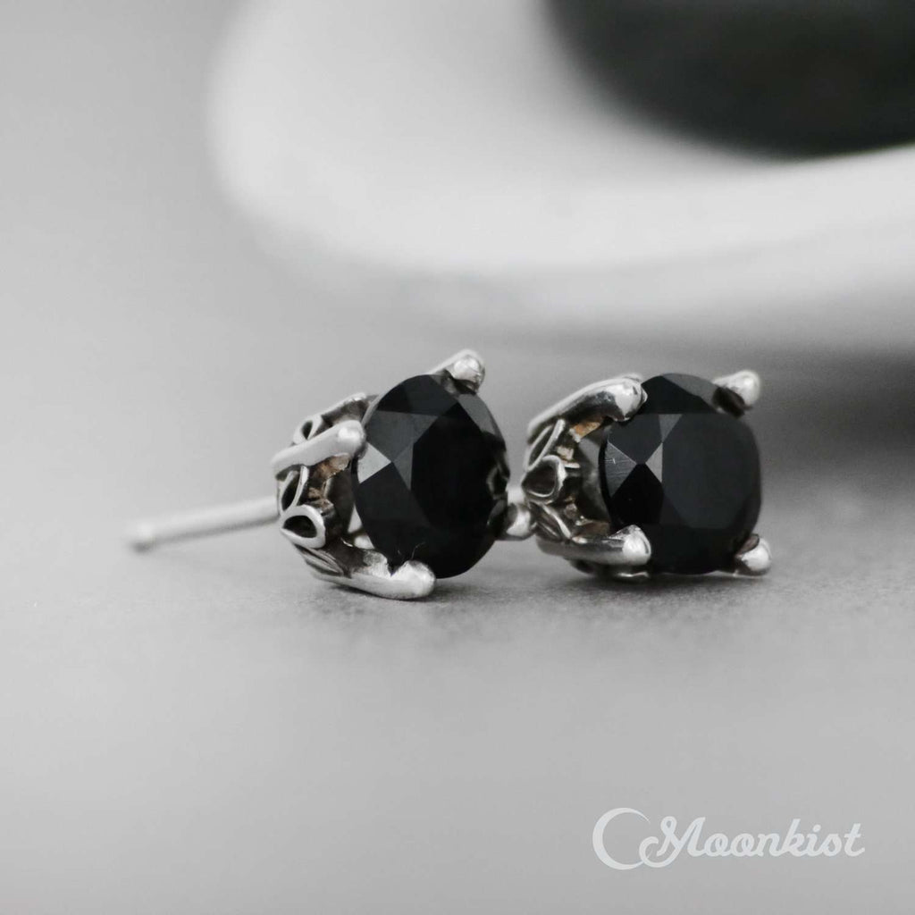 Classic Black Spinel Solitaire Earrings | Moonkist Designs