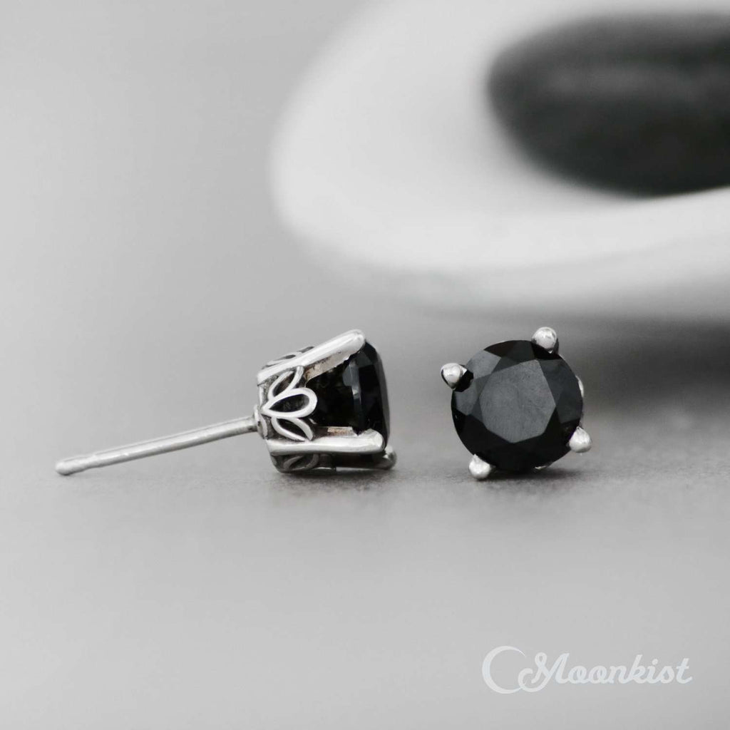 Classic Black Spinel Solitaire Earrings | Moonkist Designs