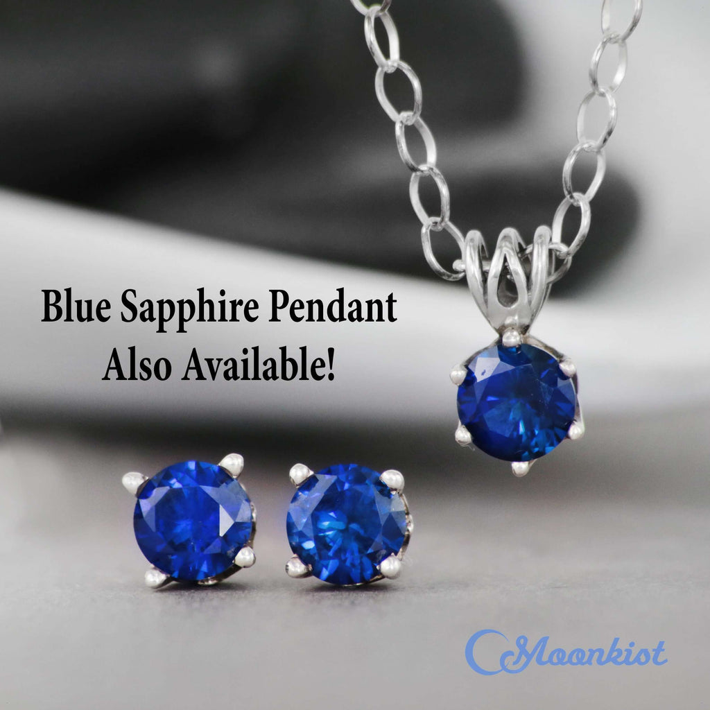 Classic Blue Sapphire Solitaire Earrings | Moonkist Designs