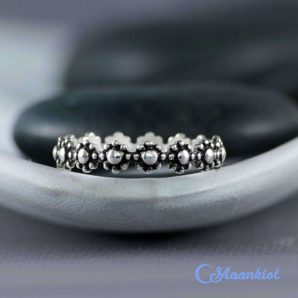 Cute Silver Daisy Chain Flower Ring for Her | Moonkist Designs
