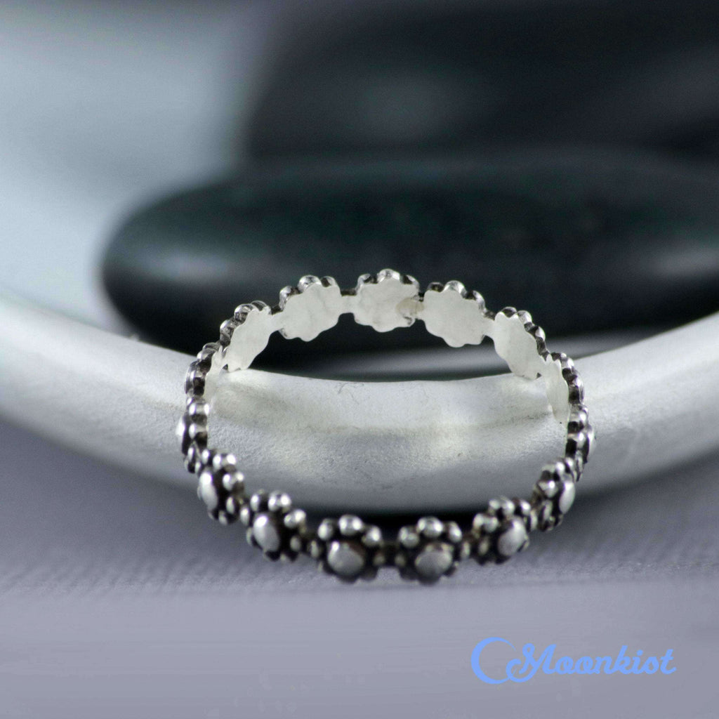 Cute Silver Daisy Chain Flower Ring for Her | Moonkist Designs