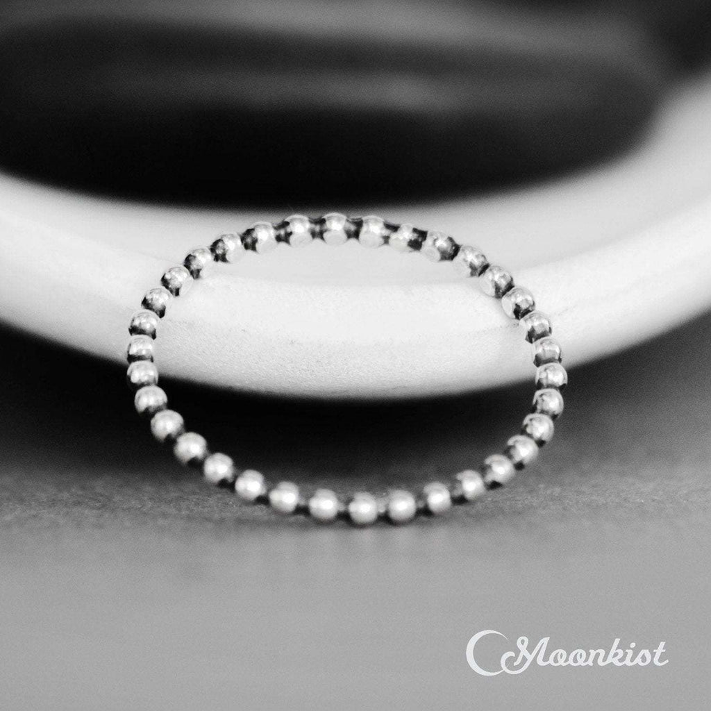 Dainty Beaded Silver Pinky Ring | Moonkist Designs