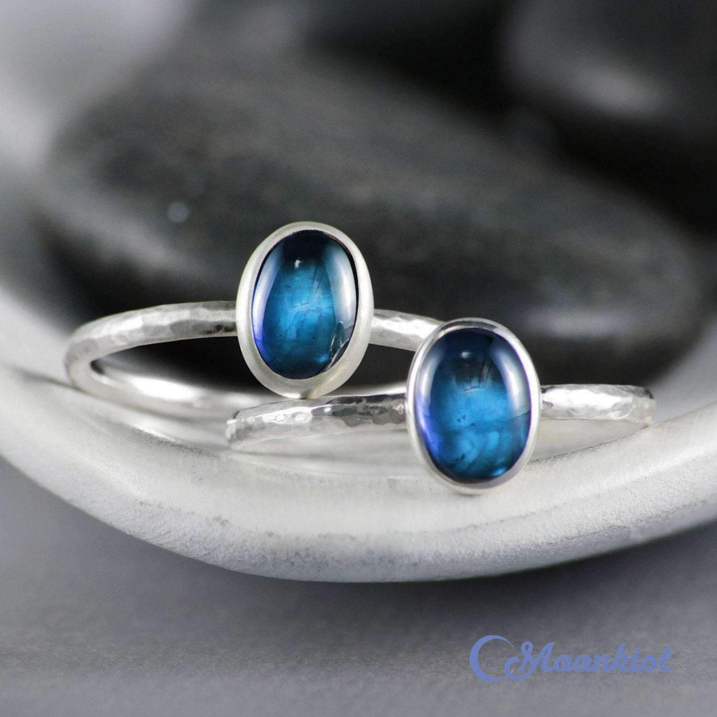 Dainty Oval Blue Sapphire Promise Ring | Moonkist Designs
