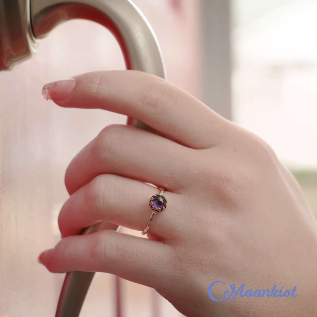 Dainty Purple Amethyst Promise Ring, Sterling Silver | Moonkist Designs