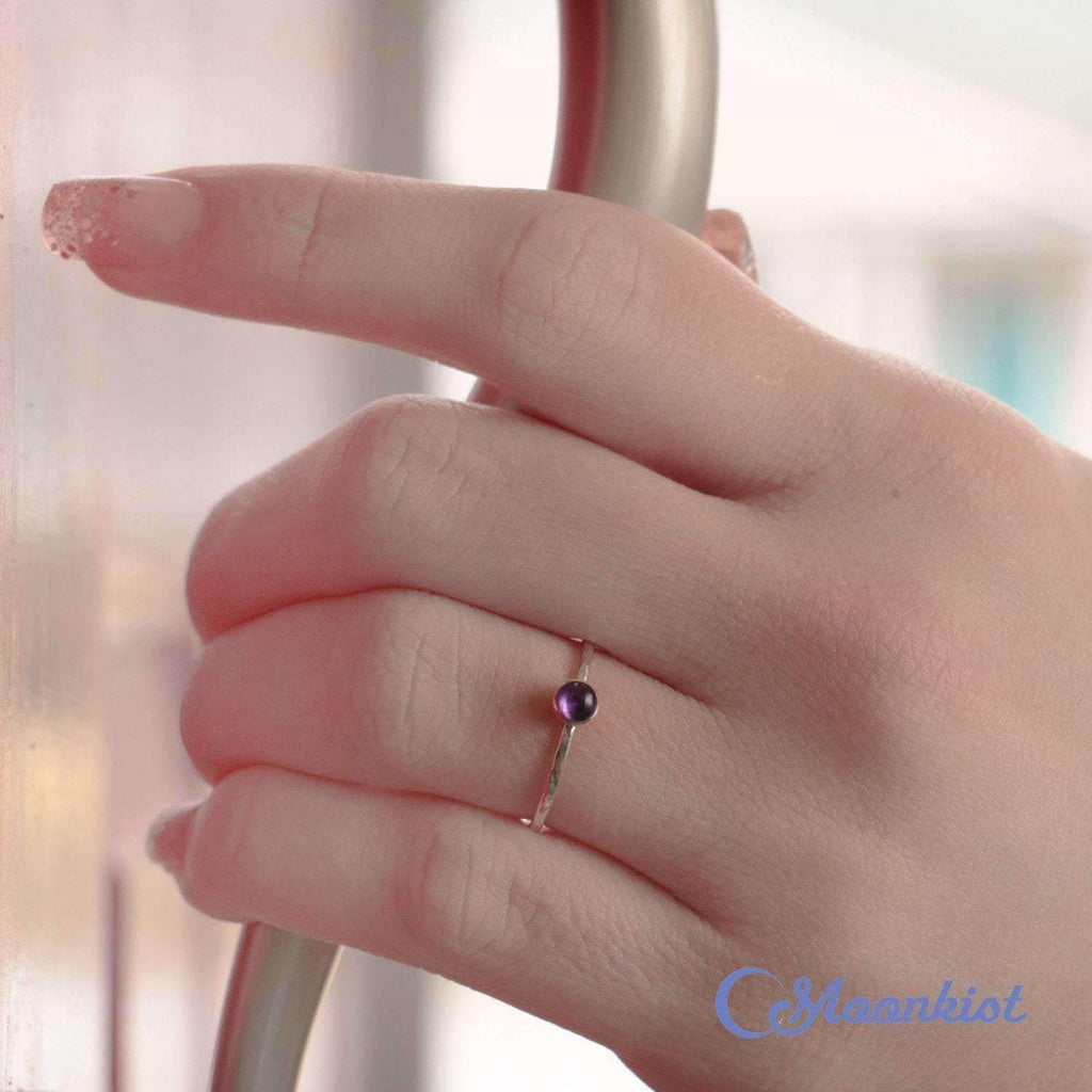 Dainty Silver Amethyst Pinky Ring | Moonkist Designs