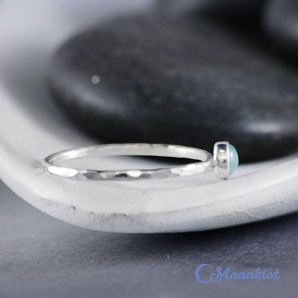Dainty Silver Aquamarine Pinky Ring | Moonkist Designs