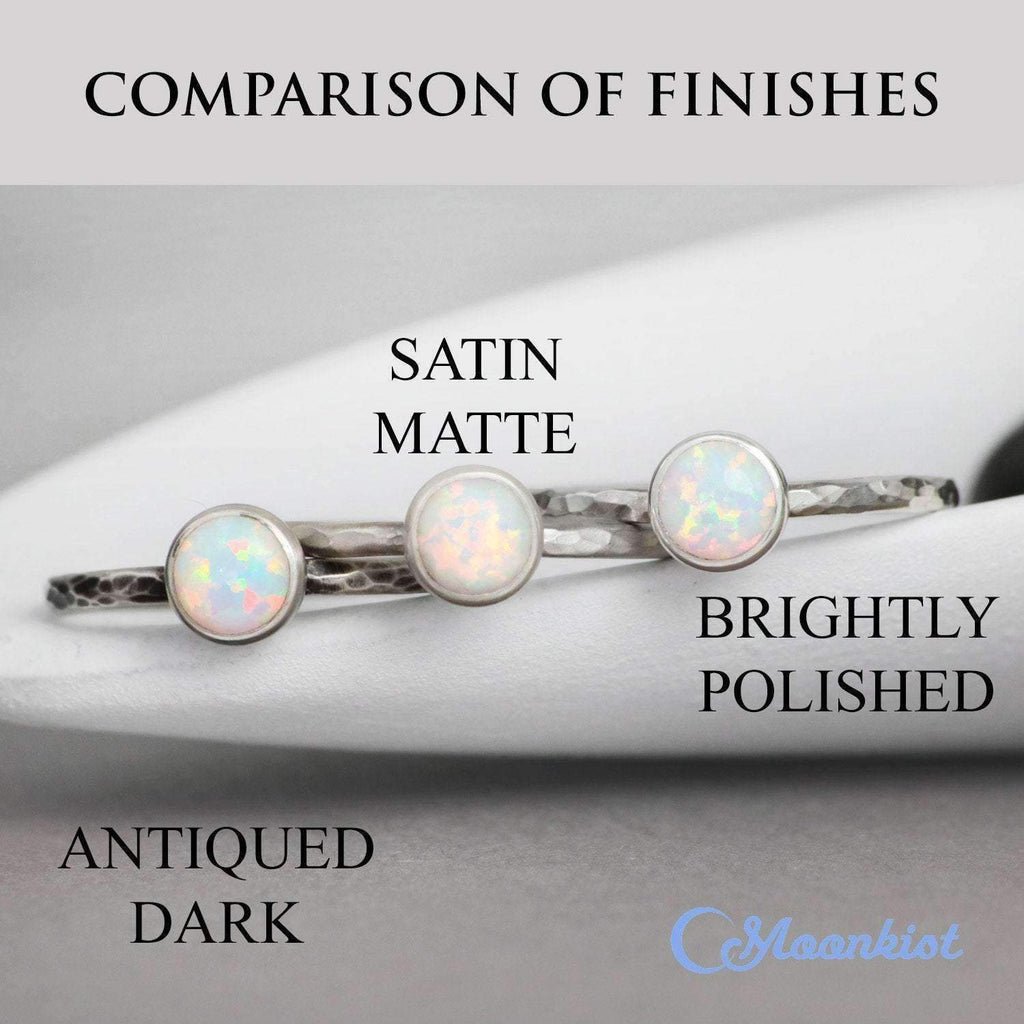 Dainty Silver Blue Chalcedony Pinky Ring | Moonkist Designs