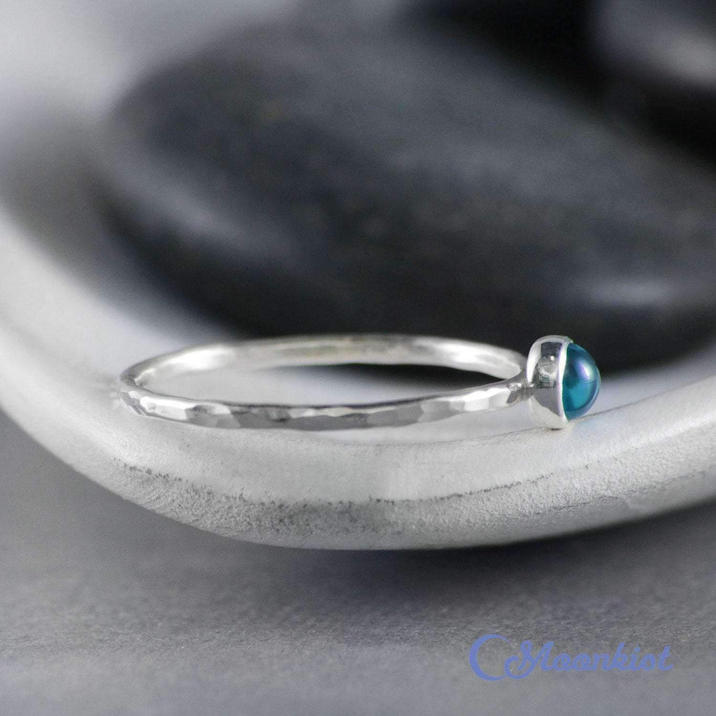 Dainty Silver Blue Topaz Pinky Ring | Moonkist Designs