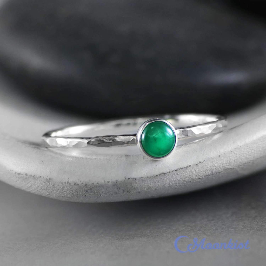 Dainty Silver Emerald Pinky Ring | Moonkist Designs