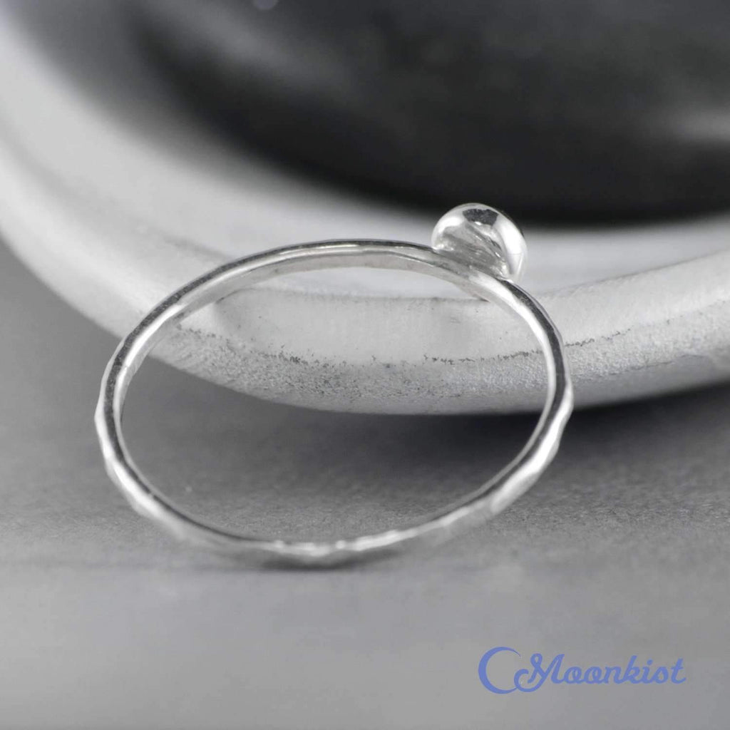 Dainty Silver Garnet Pinky Ring | Moonkist Designs