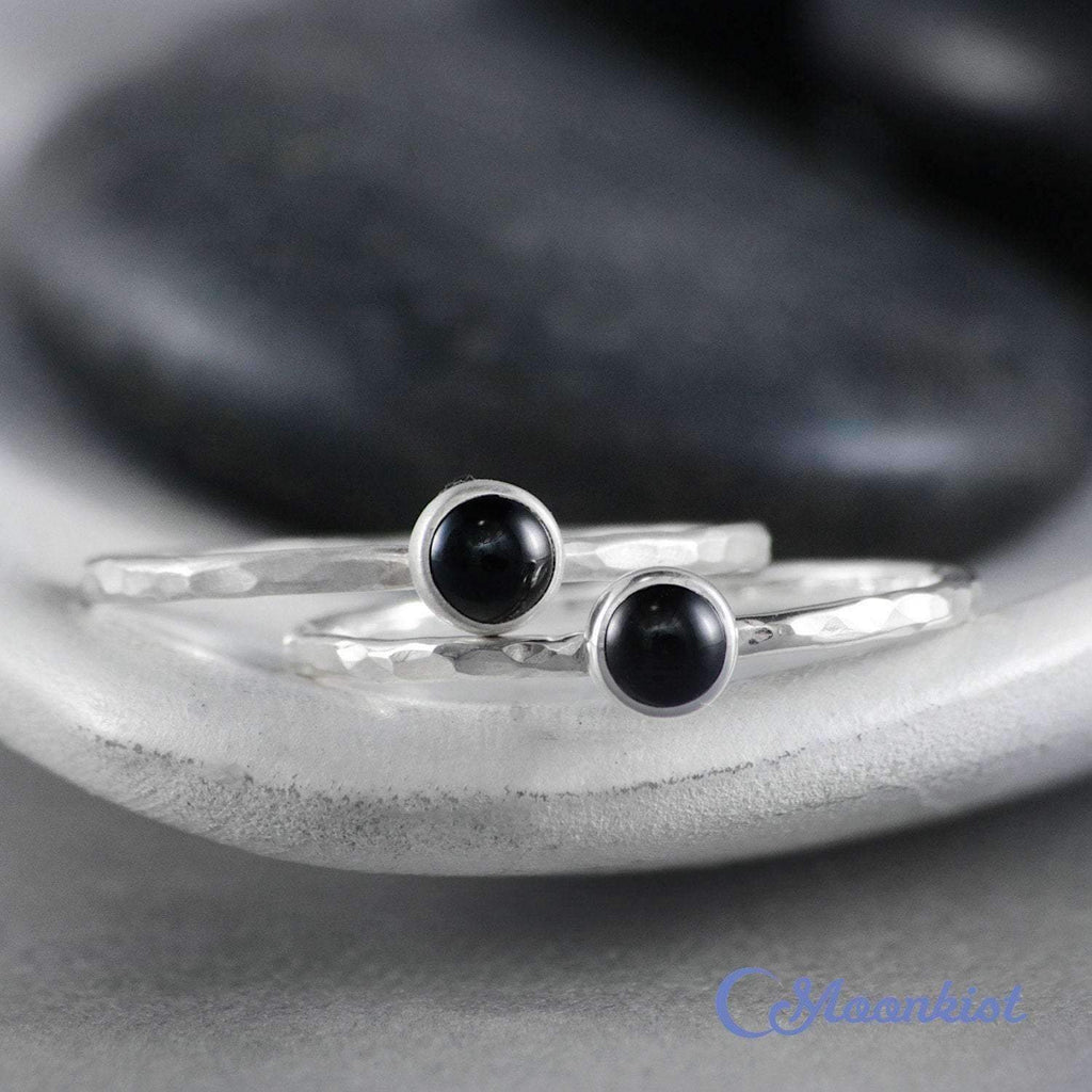 Dainty Silver Onyx Pinky Ring | Moonkist Designs