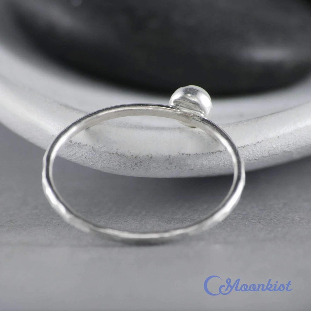 Dainty Silver White Moonstone Pinky Ring | Moonkist Designs