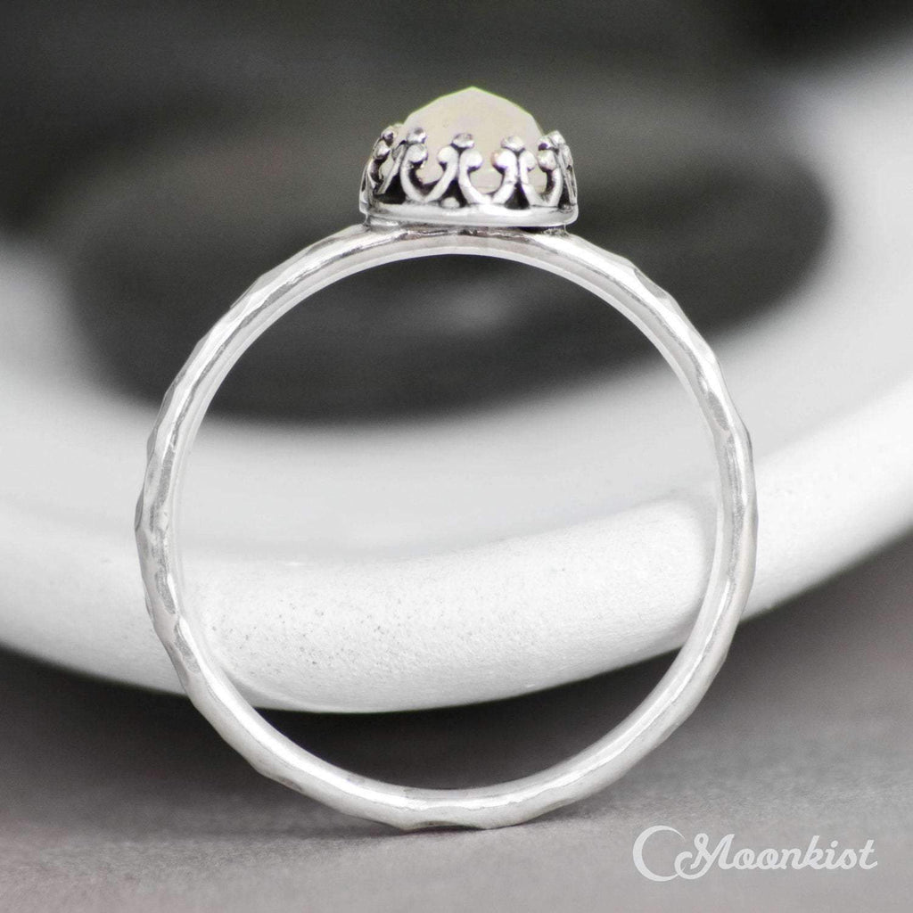 Dainty White Moonstone Promise Ring, Sterling Silver | Moonkist Designs