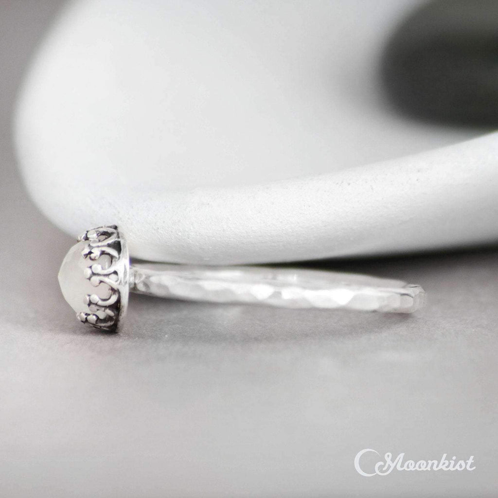Dainty White Moonstone Promise Ring, Sterling Silver | Moonkist Designs