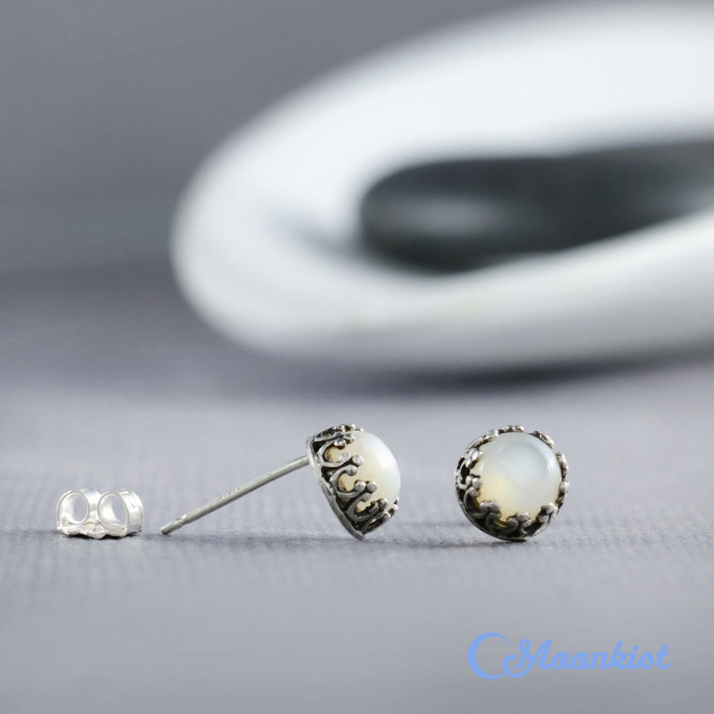 Delicate Silver Pearl Stud Earrings | Moonkist Designs