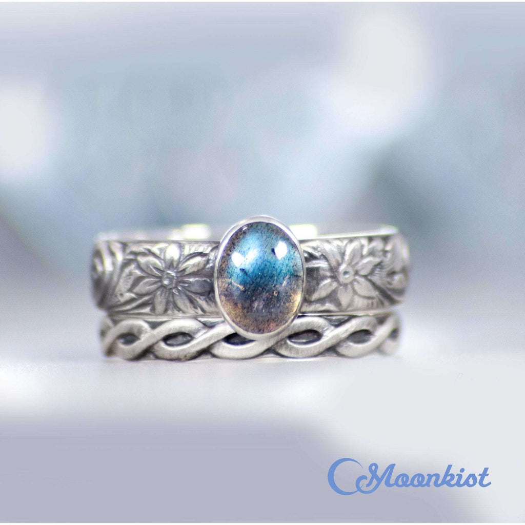 Free Spirited Silver Women's Ring Set with Celtic Band | Moonkist Designs