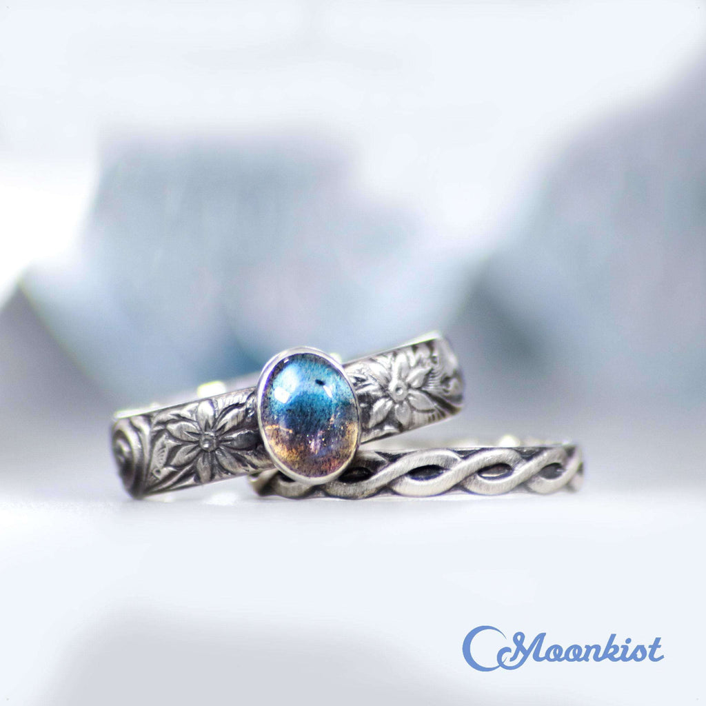 Free Spirited Silver Women's Ring Set with Celtic Band | Moonkist Designs