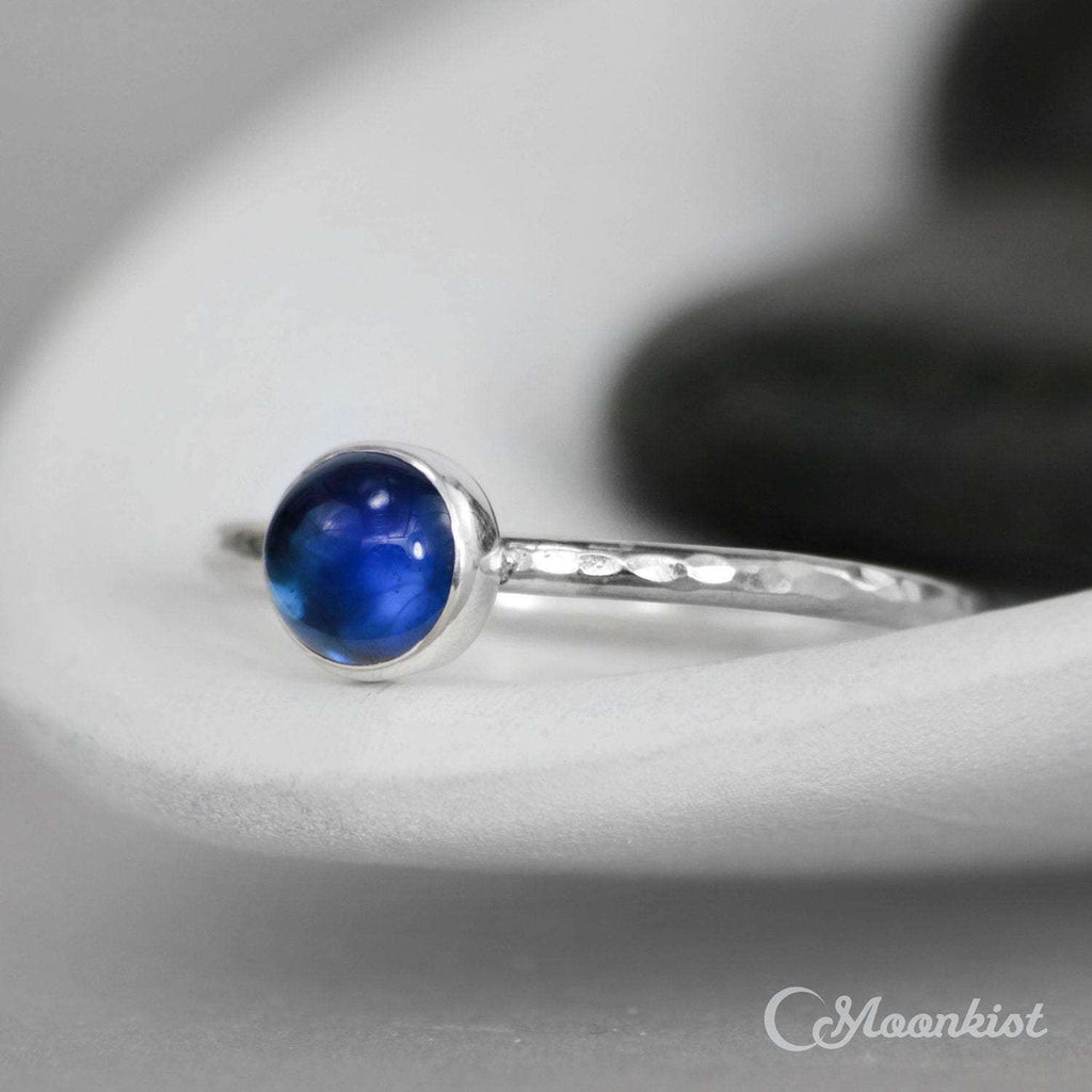 Simple Silver Blue Sapphire Gemstone Stacking Ring | Moonkist Designs