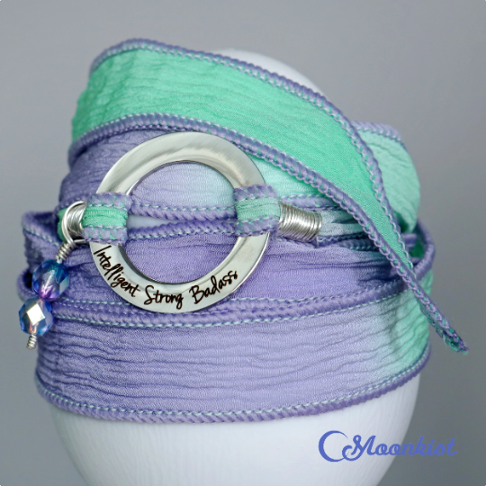 Intelligent Strong Badass - Encouragement Quote Silk Wrap Bracelet | Moonkist Designs