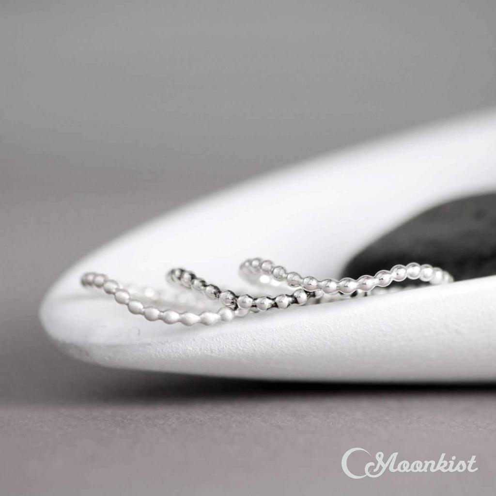 Modern Silver Curved Beaded Wedding Band | Moonkist Designs