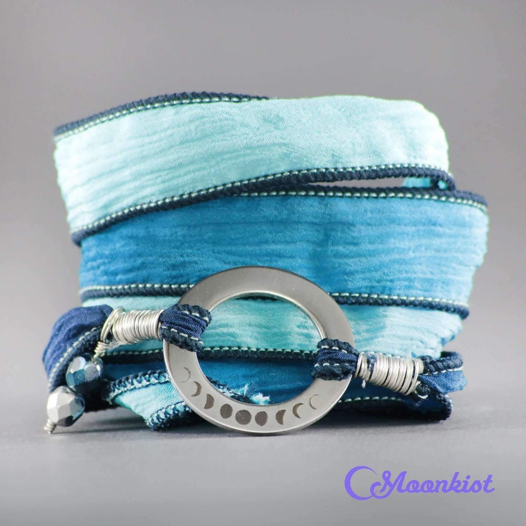 Moon Phase - Celestial Silk Wrap Bracelet for Women | Moonkist Designs