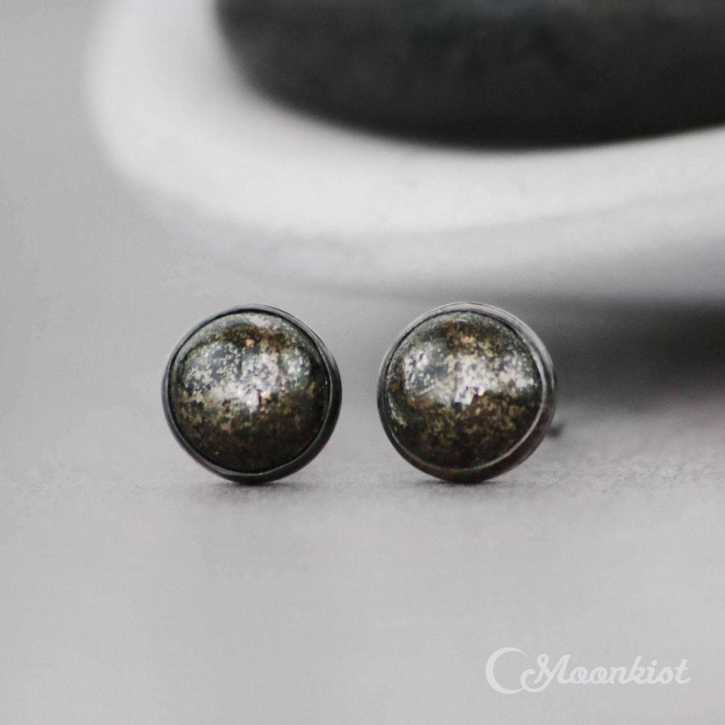 Natural Pyrite Men's Stud Earrings | Moonkist Designs