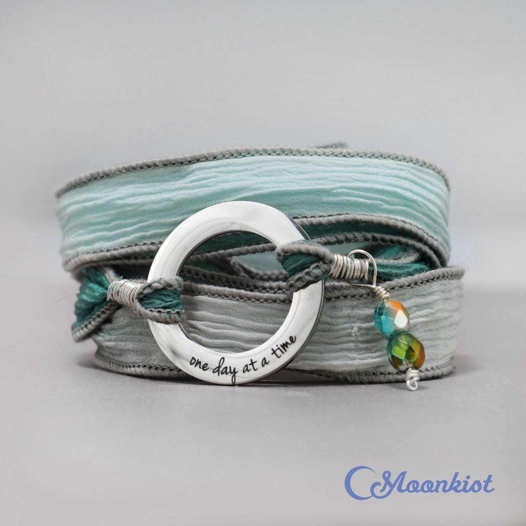 One Day At A Time - Inspirational Silk Ribbon Boho Bracelet | Moonkist Designs