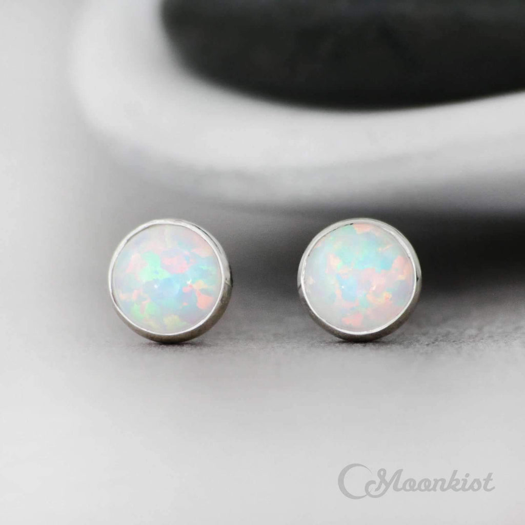 Opal Sterling Silver Small Stud Earrings | Moonkist Designs