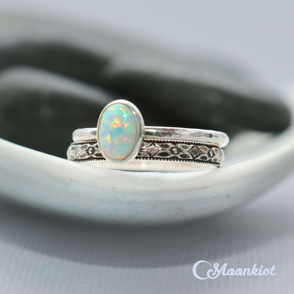 Oval Opal Engagement Ring Set | Moonkist Designs