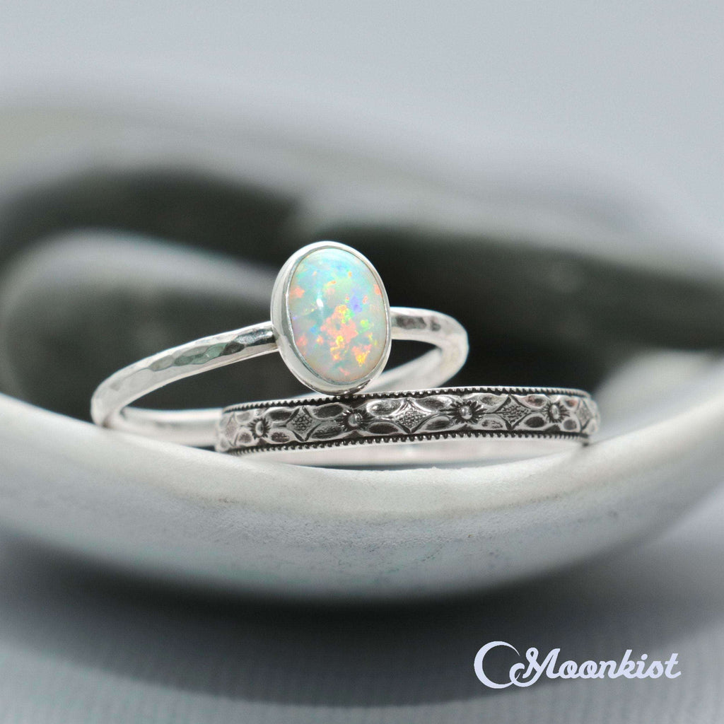 Oval Opal Engagement Ring Set | Moonkist Designs