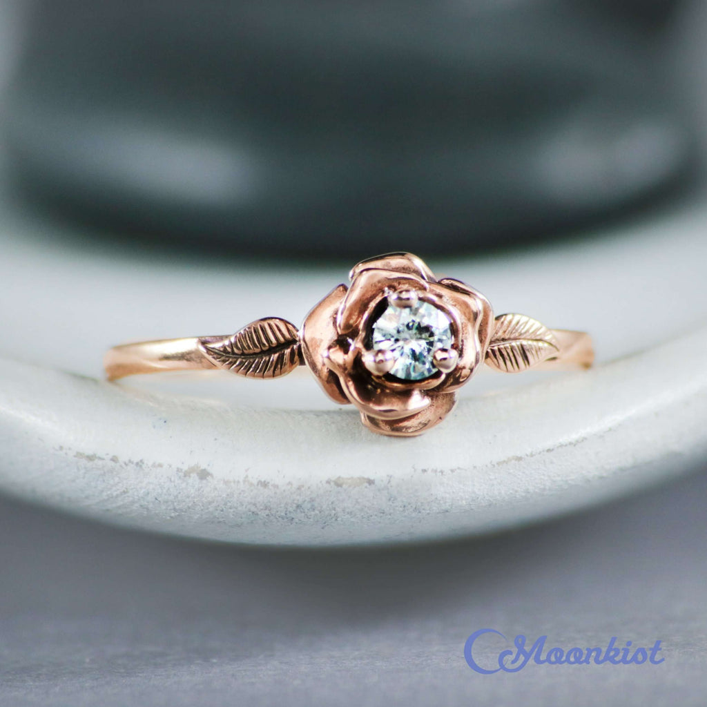 Rose Gold Diamond Blossom Engagement Ring | Moonkist Designs