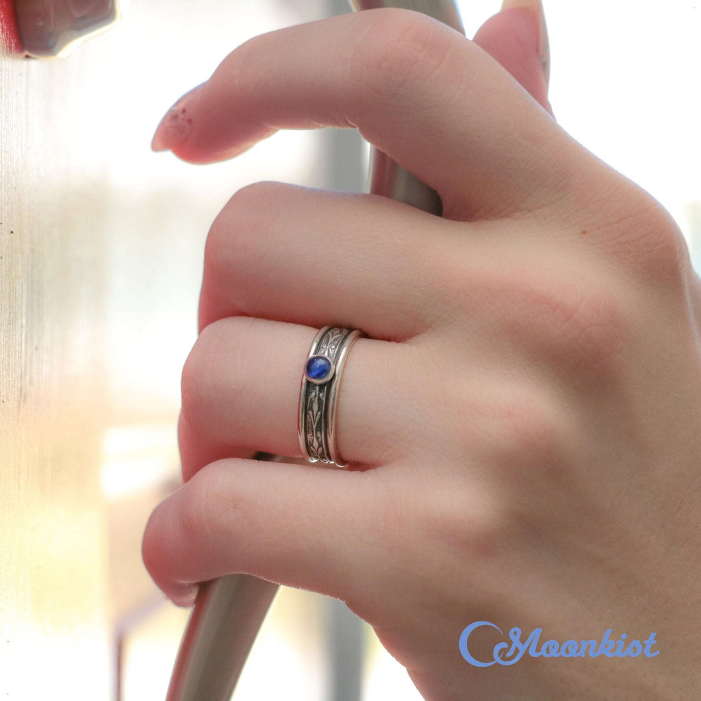 Silver Blue Sapphire Couple Promise Ring Set | Moonkist Designs