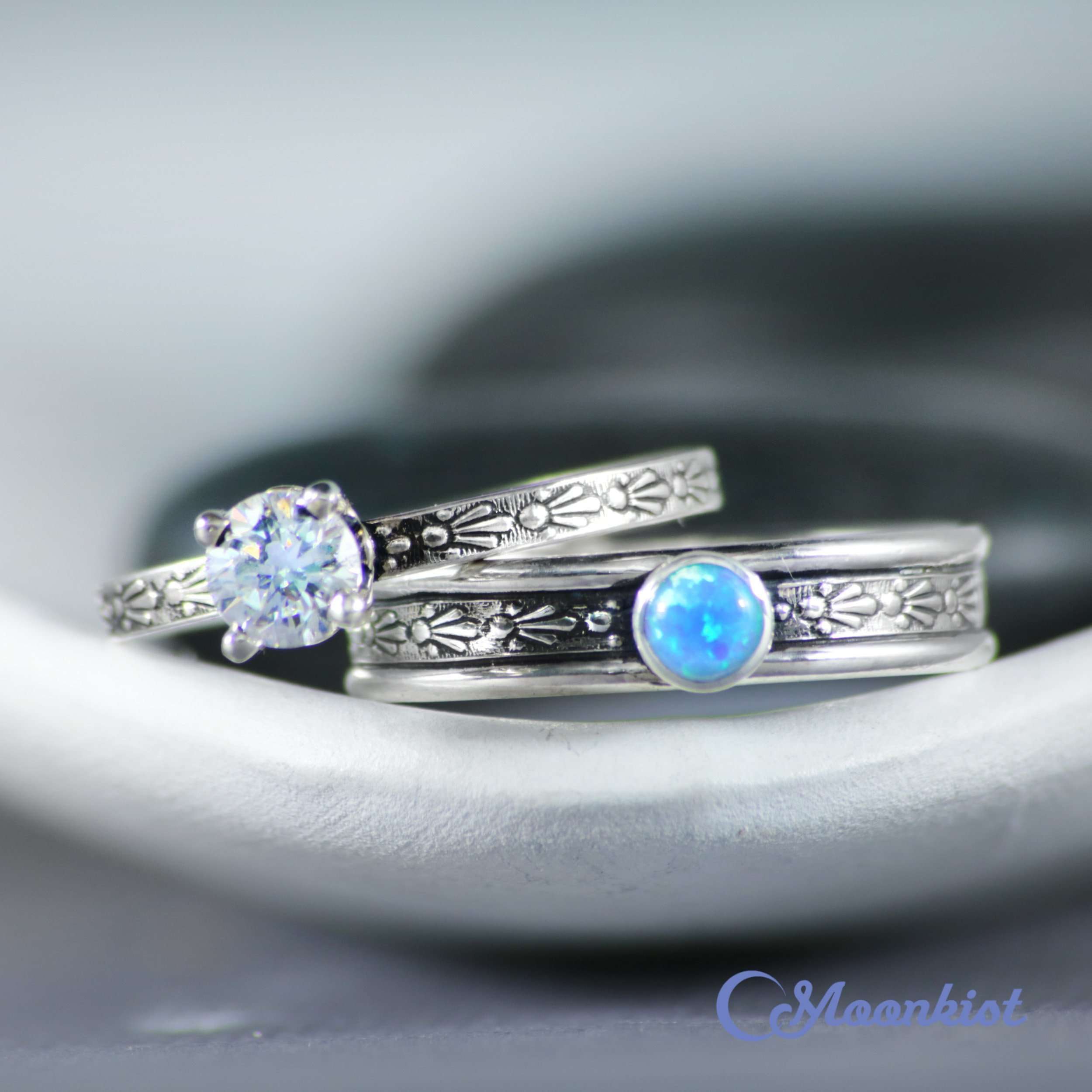 Custom Couples Promise Rings Gift Set for Two - Sterling Silver - Gullei